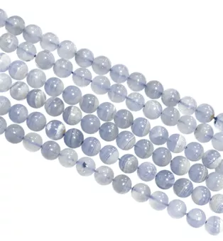 Banded Blue Chalcedony Round Beads Strand A 8-9mm