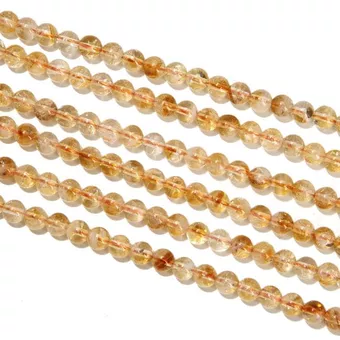 Heated Citrine Round Beads Strand AA 6mm