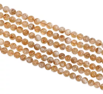 Heated Citrine Round Beads Strand A 8mm