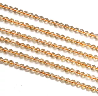 Natural Citrine Round Beads Strand A 4mm