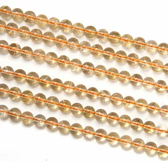 Natural Citrine Round Beads Strand A 6-7mm