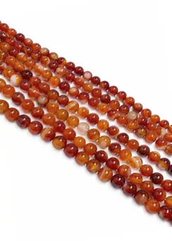 Banded Carnelian Round Beads Strand A 8mm