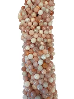 Moon stone Adular multicolor 6mm pearls on string