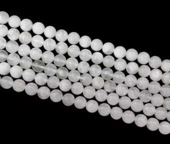 White Moonstone Peristerite Round Beads on Strand A 8 mm