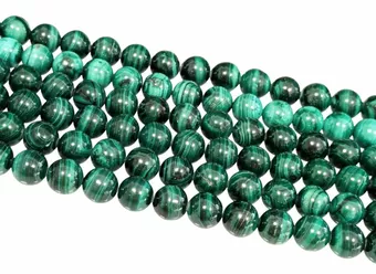 Round Beads on String Malachite A 10mm