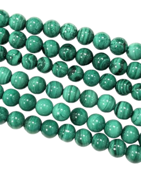 Round Light Malachite Beads on Strand AA 5-6 mm