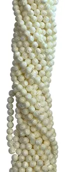 Round White Mother of Pearl Beads on Strand A 8 mm