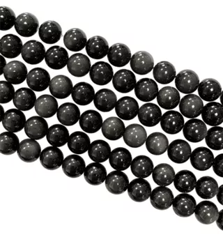 Obsidian Rainbow AA 8mm pearls on string