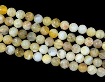 Yellow Opal Round Beads Strand A 10-11mm