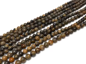 Round Black Opal Beads on Strand AB 5-6 mm