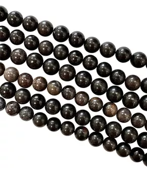 Round Black Opal Beads on Strand AB 8-9 mm
