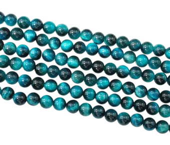Blue-Dyed Tiger Eye Round Beads Strand A 6 mm