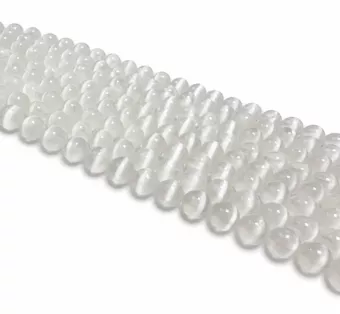 Round Cat’s Eye Selenite Beads on Strand AA 8 mm