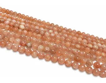 Round Sunstone Beads on Strand AB 6 mm