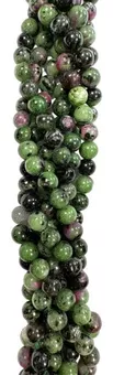 Round Ruby Zoisite Beads on Strand A 6 mm