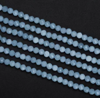 Faceted Aquamarine A beads 3mm on 40cm wire