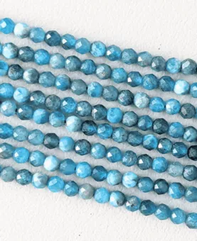 Blue Apatite Faceted Beads Strand AA 3-4mm