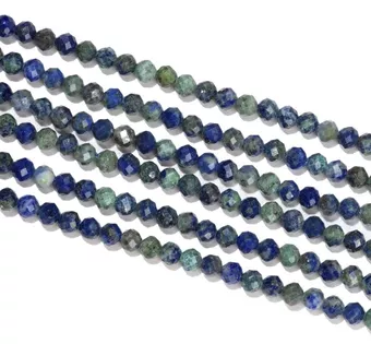 Stabilized Azurite & Malachite Faceted Beads Strand A 3mm