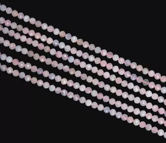 Aquamarine Beryls & Faceted Morganite A 3mm beads on 40cm wire