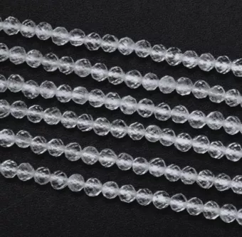 Faceted Round Rock Crystal Beads Strand A 3 mm