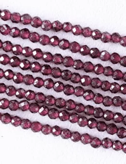 Faceted Round Red Garnet AA Beads Strand 3 mm