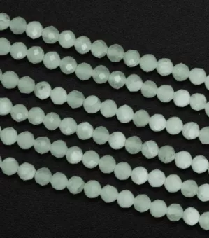 Faceted Round Beads Strand China Jade A 3 mm