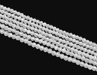 AA Grade White Moonstone Faceted Round Beads Strand 3 mm