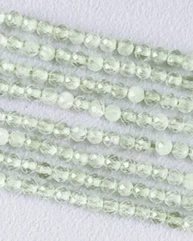 Faceted Prehnite AA beads 3mm on 40cm wire