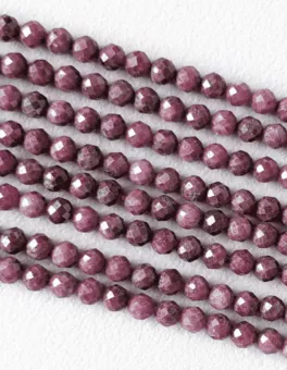 Faceted Ruby AA beads 3-4mm on 40cm wire
