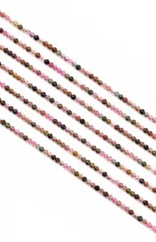 Multicolor Tourmaline Faceted Beads Strand AA 3mm