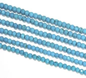 Turquenite Howlite natural tinted Faceted A beads 3mm on 40cm wire