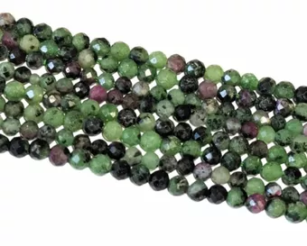 Faceted Zoisite Ruby A 3mm beads on 40cm wire