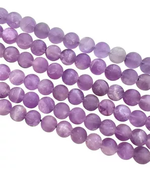 Matte Amethyst Round Beads Strand A 8mm
