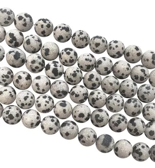 Matte Dalmatian Jasper Round Beads Strand A 8-9mm