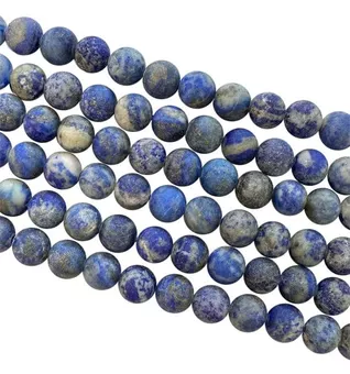 Matte Lapis Lazuli Round Beads Strand AB 8-9mm