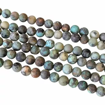 Strand of Matte Round Natural African Turquoise Beads A 4 mm
