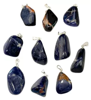 Sodalite A tumbled stone pendant x10