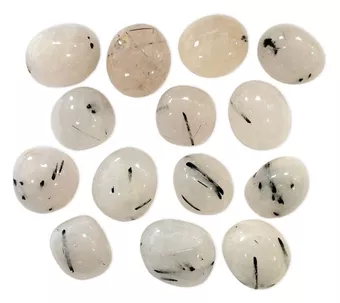 Brazilian Rock Crystal and Round Tourmaline A Tumbled Stones 250g