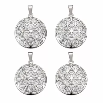 Flower of Life Metal Pendant with Howlite Effect, 25mm x4