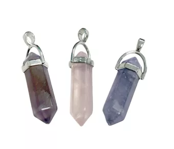 Metal Pendant Fluorite Point A 42mm x3