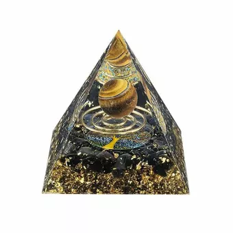 Orgonite Pyramid Tiger's Eye & Black Obsidian Tree of Life & Spiral