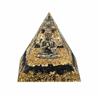 Buddha Pyramid Orgonite + Black Obsidian
