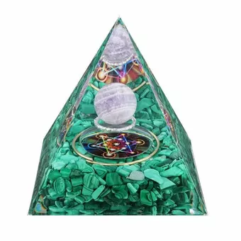Orgonite Pyramid Amethyst & Malachite Metatron 8cm