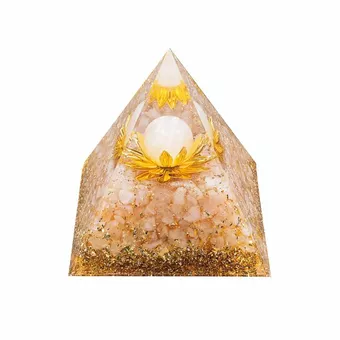 Rose Quartz Lotus Orgonite Pyramid 8cm