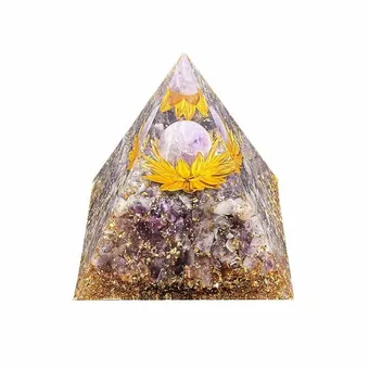 Orgonite Amethyst Lotus Pyramid 8cm