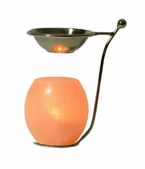 Perfume Burner + Metal Dish and Natural Salt Crystal Candle Holder RCH103 1Kg