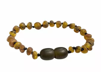 Raw green Baltic Amber Baby Bracelet, screw-on, 14cm
