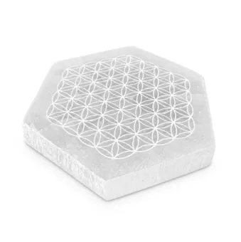 Selenite Hexagonal Flower of Life Plate 11cm 125g
