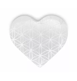 Selenite Heart Flower of Life 6.5cm 110g