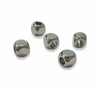 Silver Stainless Steel Rounded Cube Spacer Beads 4mm x100